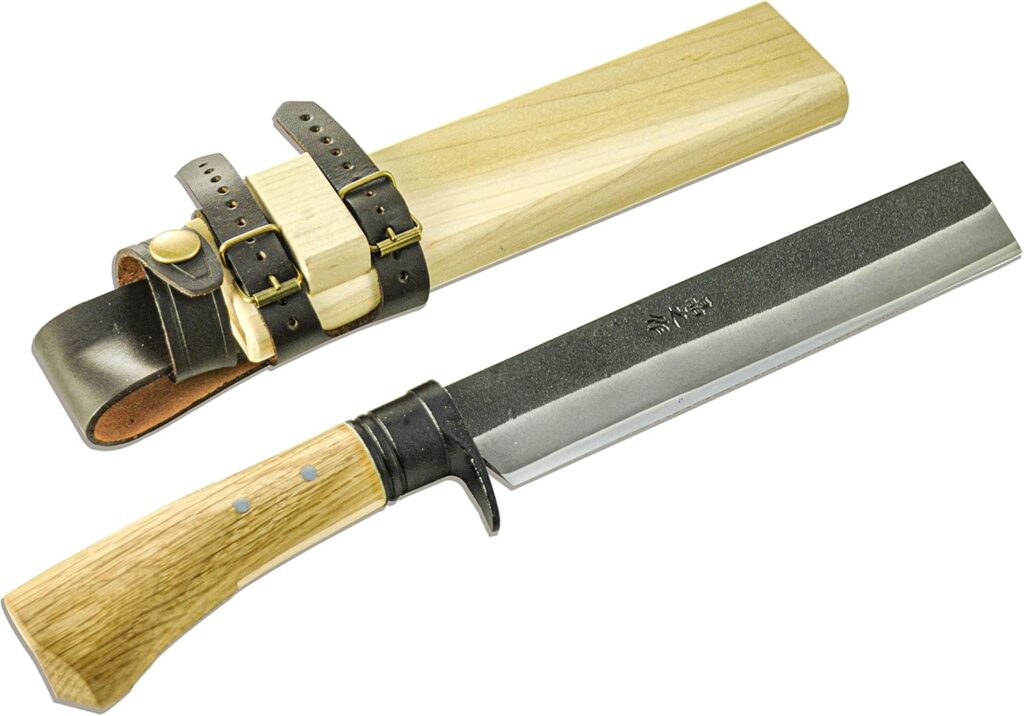 本格・一生モノの極上品：竹割鉈弐型 180 両刃 黒 土佐オリジナル 晶之作